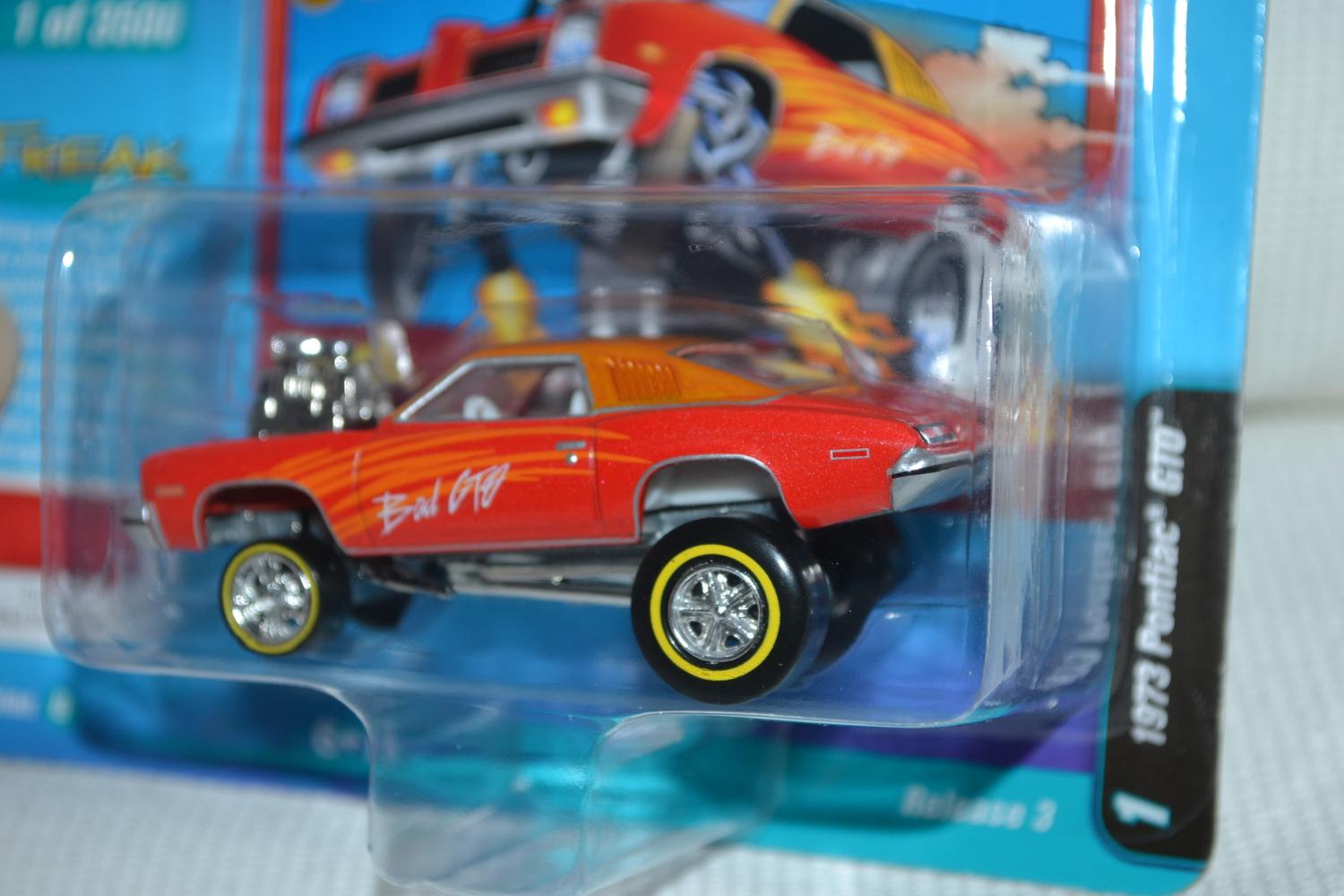 1973 Pontiac GTO Custom Röd 1:64 Johnny Lightning (Street Freaks 14B) 8cm Ny