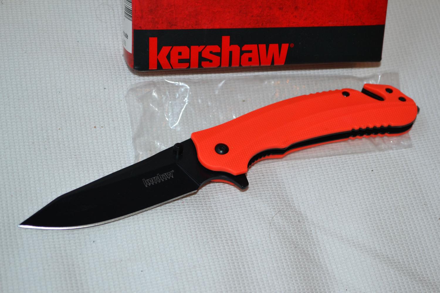 Kerschaw Barricade Fällkniv Folder 8650 (Räddning Kniv) Orange Liten 22/12cm Ny