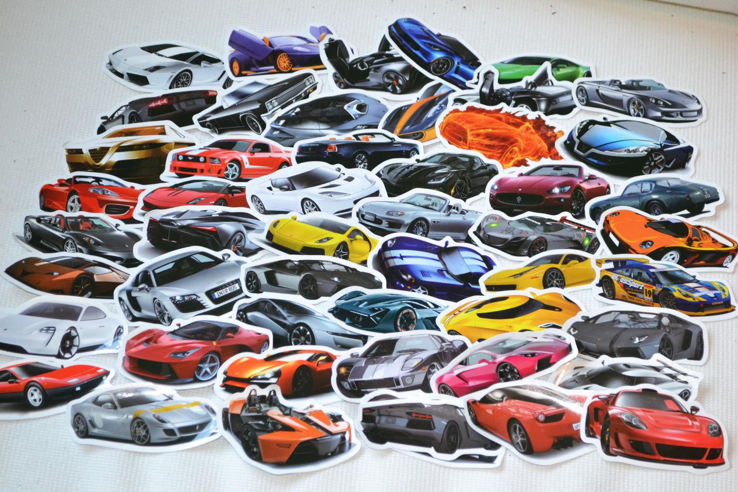 Bilar Fordon Porsche Ferrari Tuning Nissan Ford mm 50st Klistermärken 8-6cm Ny