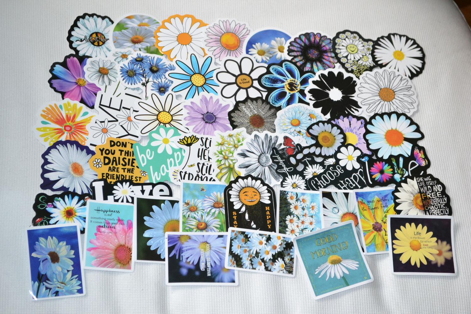 Runda Blommor 50st Klistermärken 8cm Ny