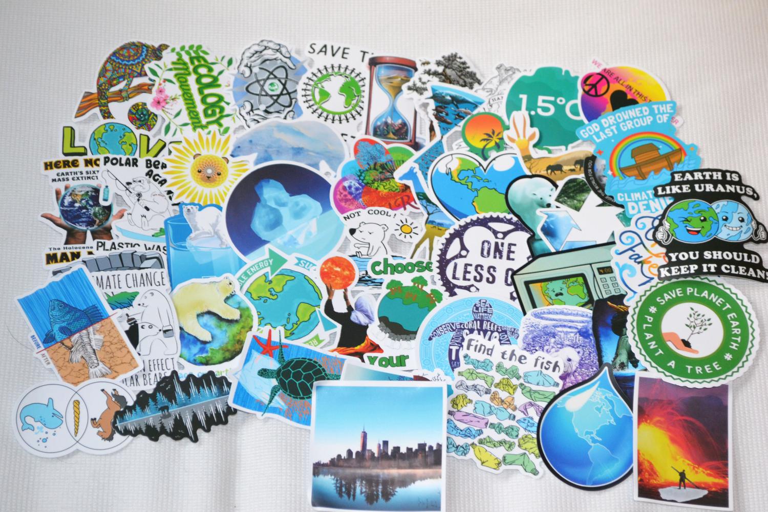 Global Uppvärmning Rädda Klimatet Miljö 50st Klistermärken 8-6cm Ny
