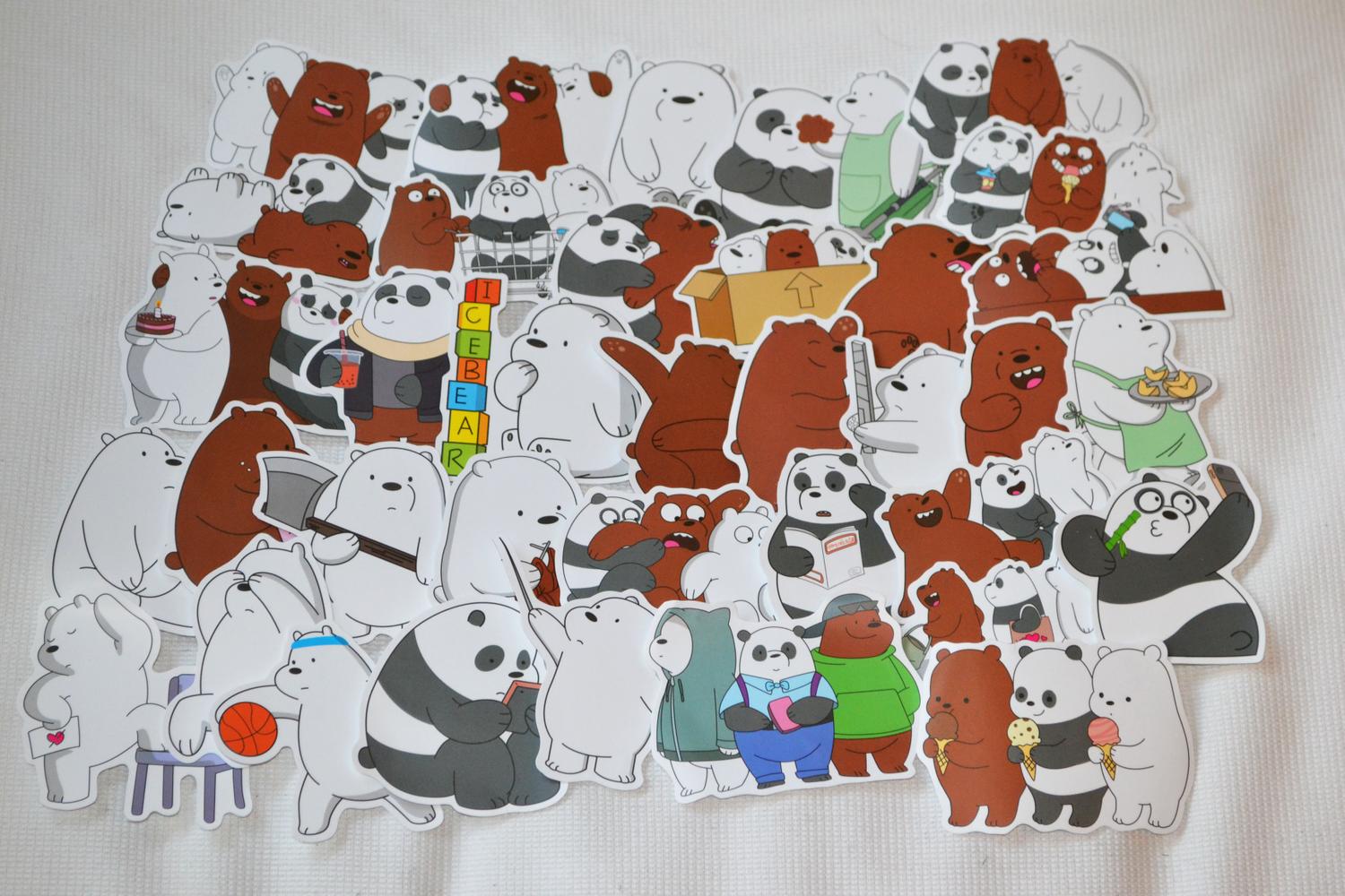 Björnar Nallebjörn Lek Spel Brun & Vit 50st Klistermärken 8-6cm Ny