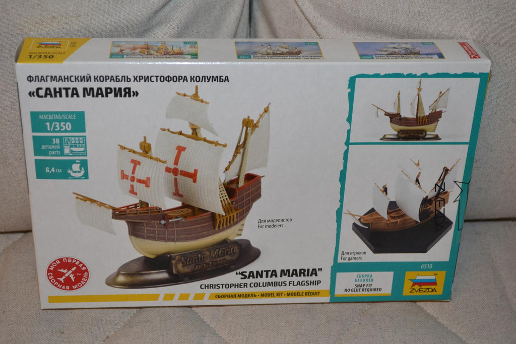 Santa Maria Christopher Columbus Skepp 1:350 Zvezda Plastbyggsats Ny
