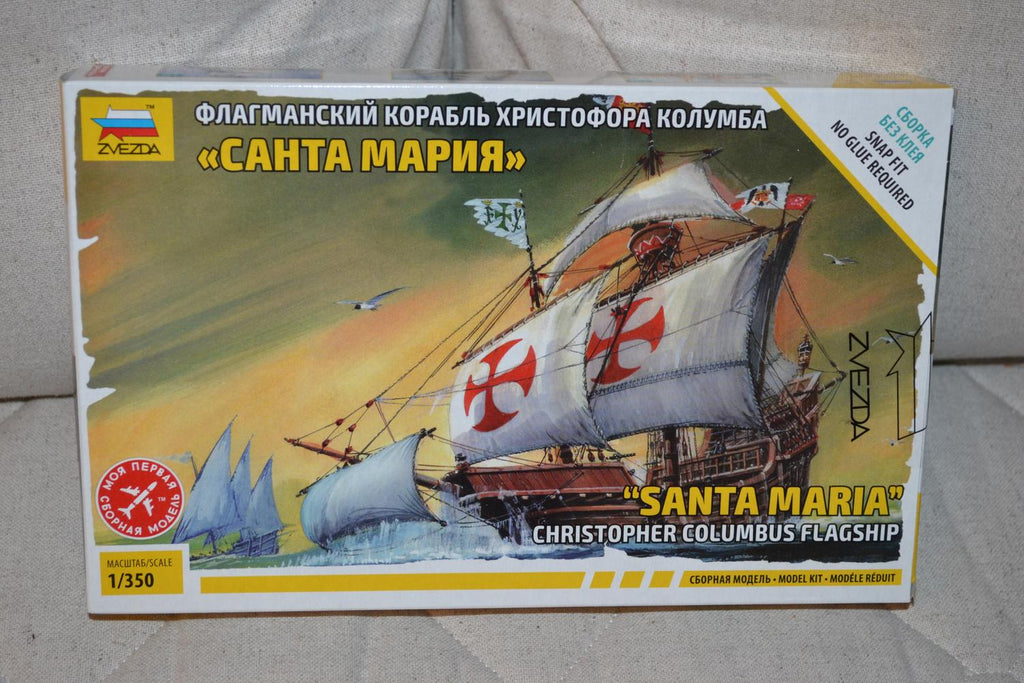 Santa Maria Christopher Columbus Skepp 1:350 Zvezda Plastbyggsats Ny