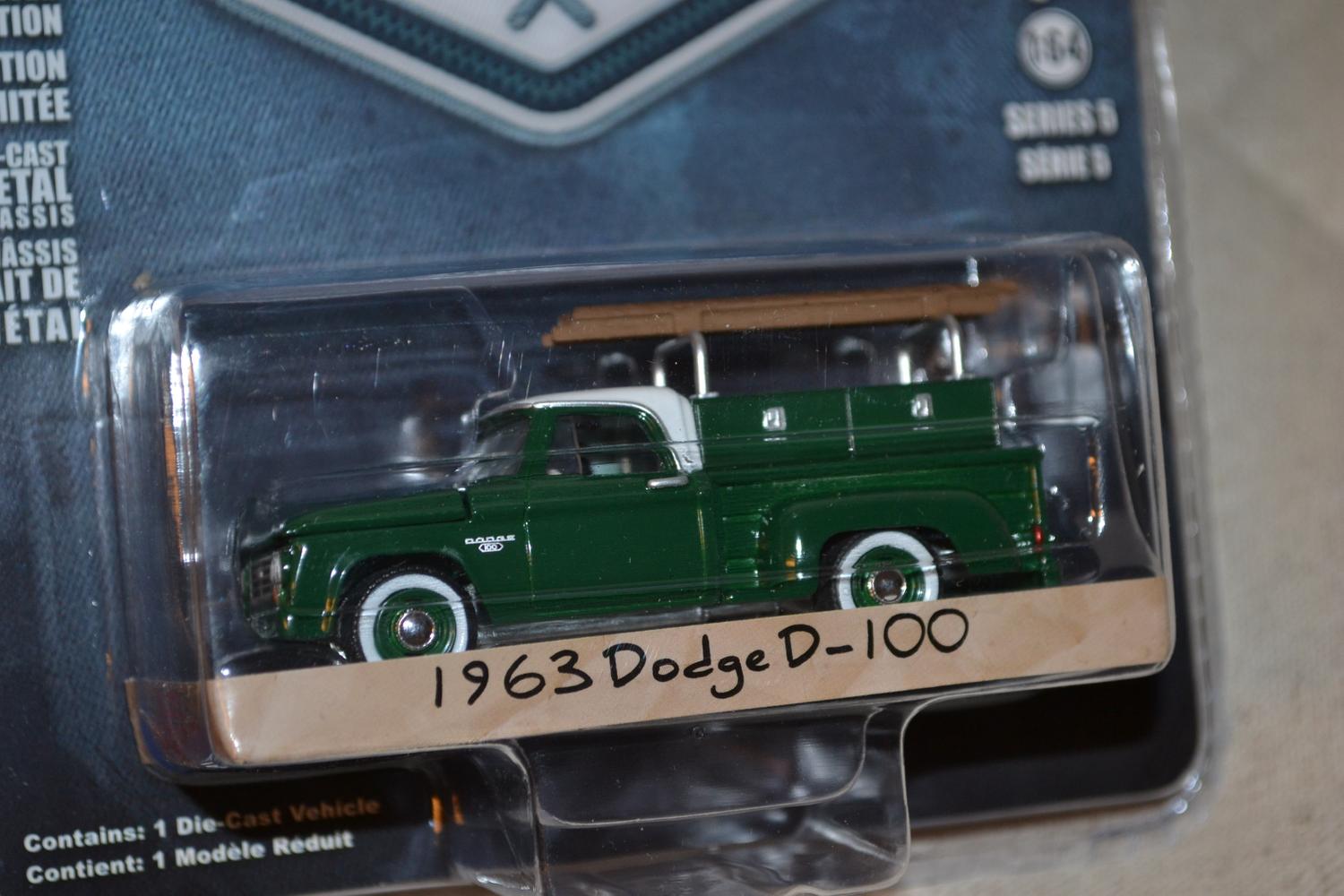 1963 Dodge D-100 Pickup Grön 1:64 Greenlight (Blue collar collection 5) 7-9cm Ny