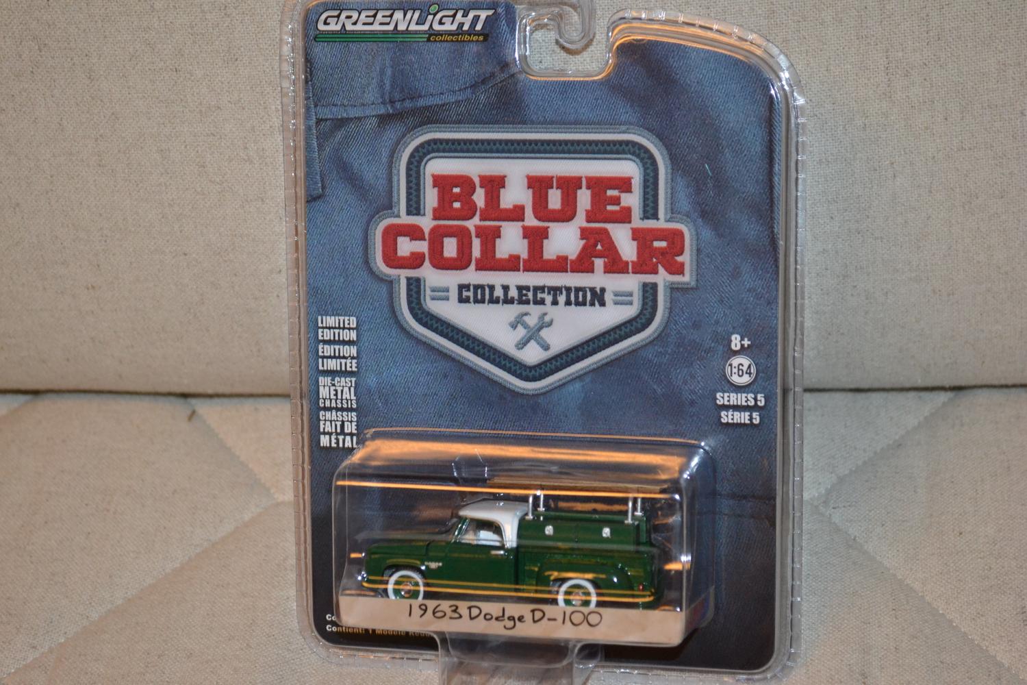 1963 Dodge D-100 Pickup Grön 1:64 Greenlight (Blue collar collection 5) 7-9cm Ny