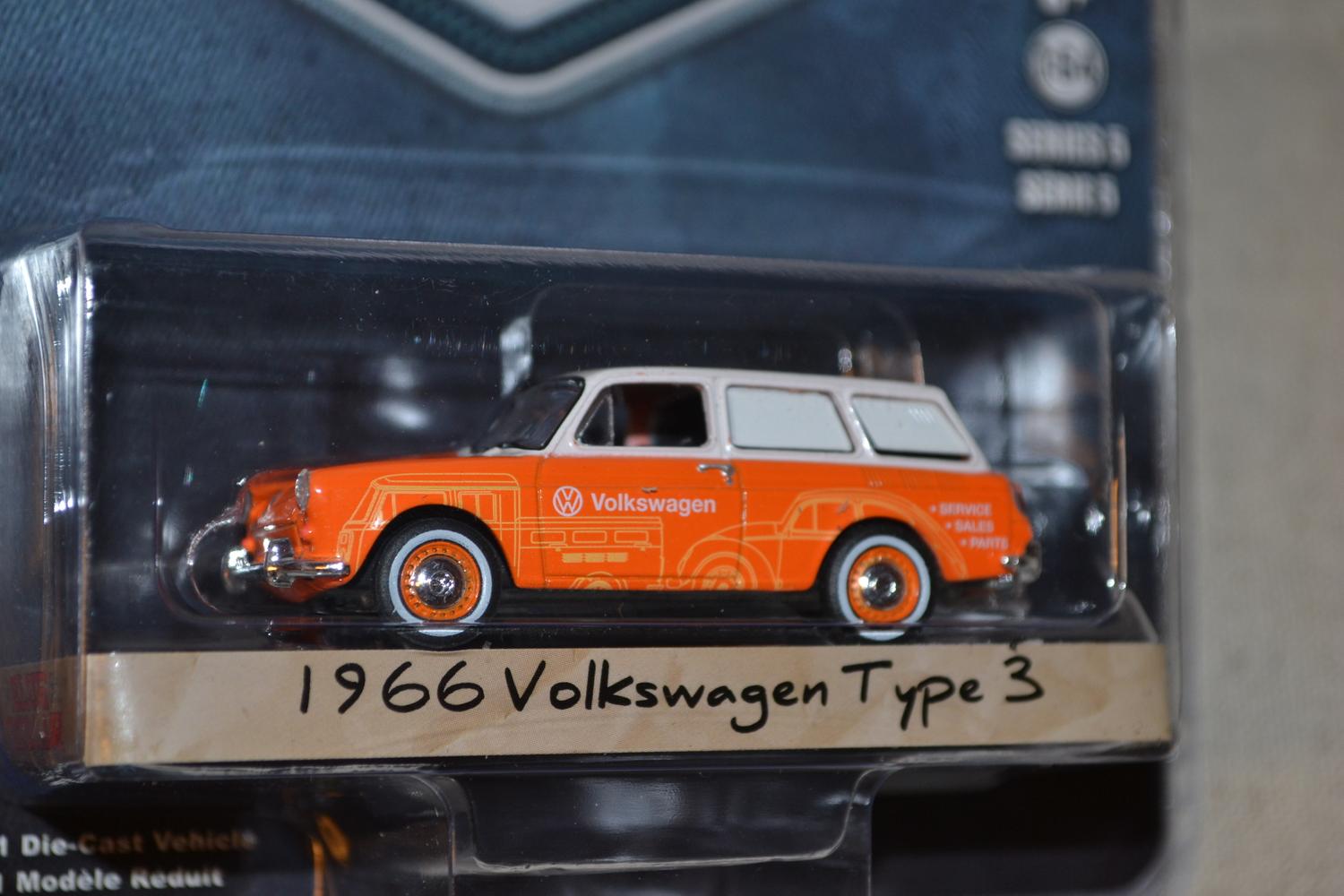 1966 Volkswagen Type 3 Pickup Orange 1:64 Greenlight (Blue collar 5) 7-9cm Ny