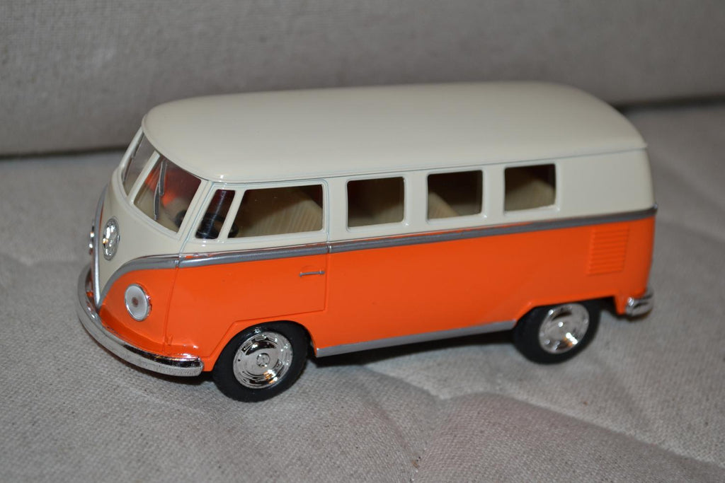 Orange Volkswagen Samba Buss 1962 VW Folkvagn 1:32 Kinsmart 13cm Ny