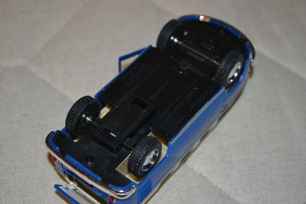 Blå Volkswagen Samba Buss 1962 VW Folkvagn 1:32 Kinsmart 13cm Ny