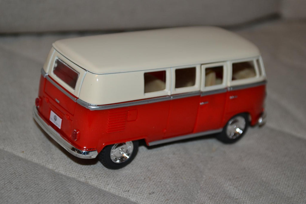 Röd Volkswagen Samba Buss 1962 VW Folkvagn 1:32 Kinsmart 13cm Ny