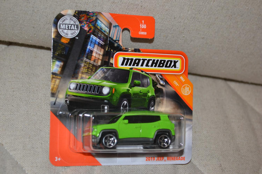 2019 Jeep Renegade Grön Offroad 1:64 Matchbox (2020) 7cm Ny