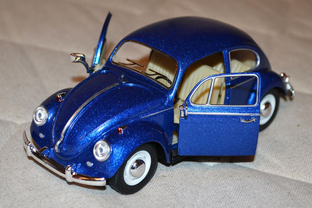 Blå 1967 Volkswagen Bubbla Beetle VW 1:24 Kinsmart 17cm Ny