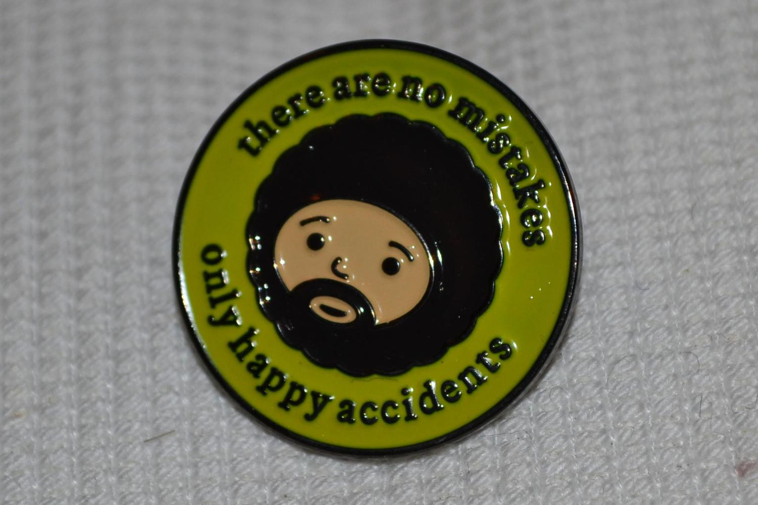 Bobb Ross There are no Mistakes only Happy Accidents m. Emalj Brosch Pin 2,5cm Ny