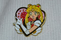 Sailor Moon Usagi Hjärta o Kristaller m. Emalj Brosch Pin 3cm Ny