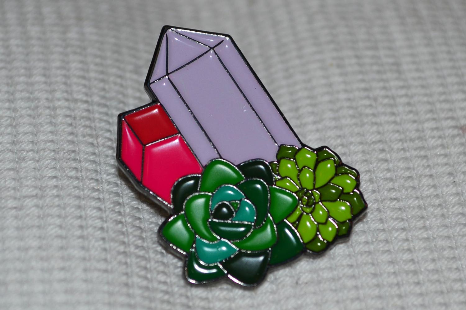 Kristall Ruby Blommor Färgglada m. Emalj Brosch Pin 3cm Ny