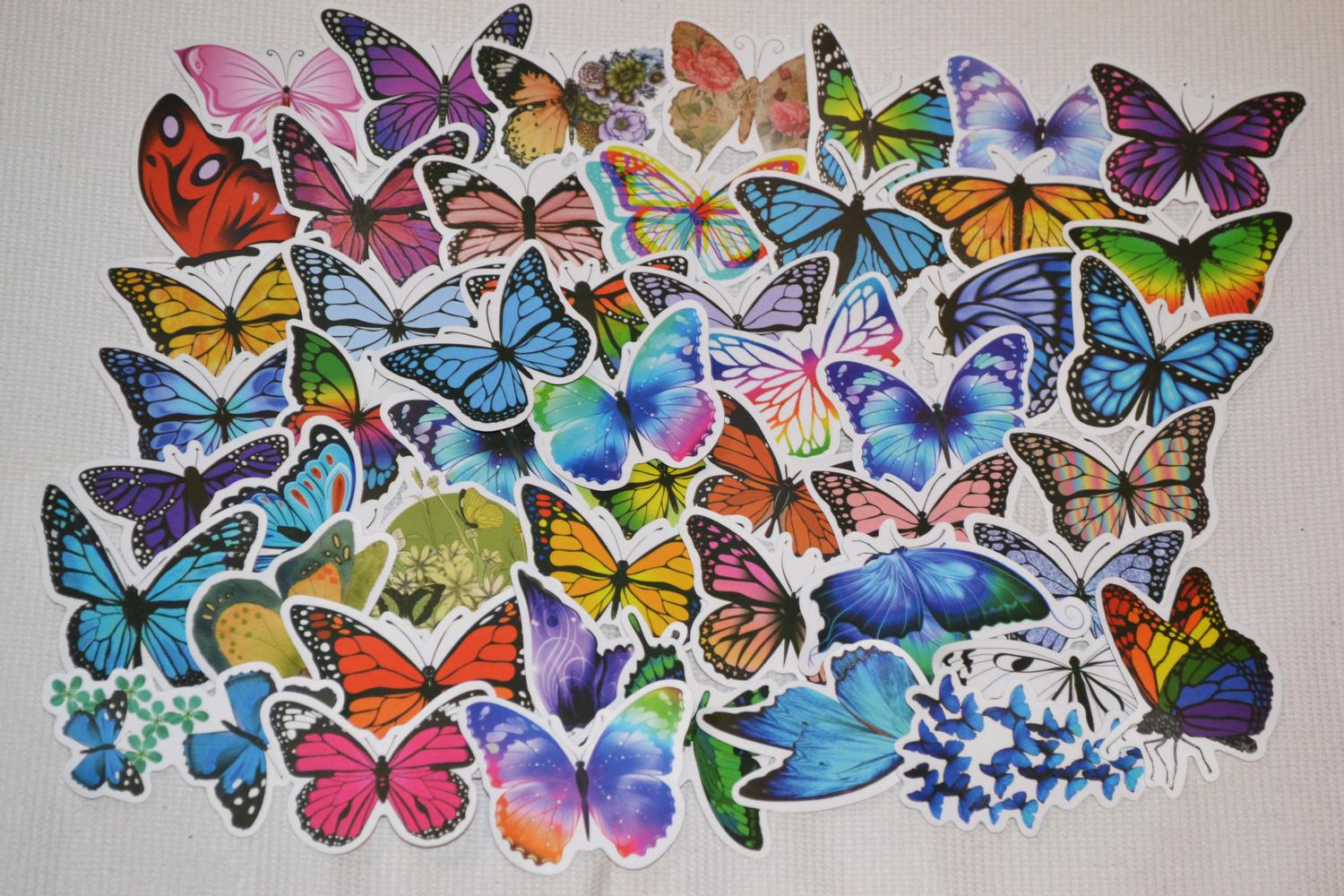 Fjärilar 50st Klistermärken (Ca 7-4cm St) Ny