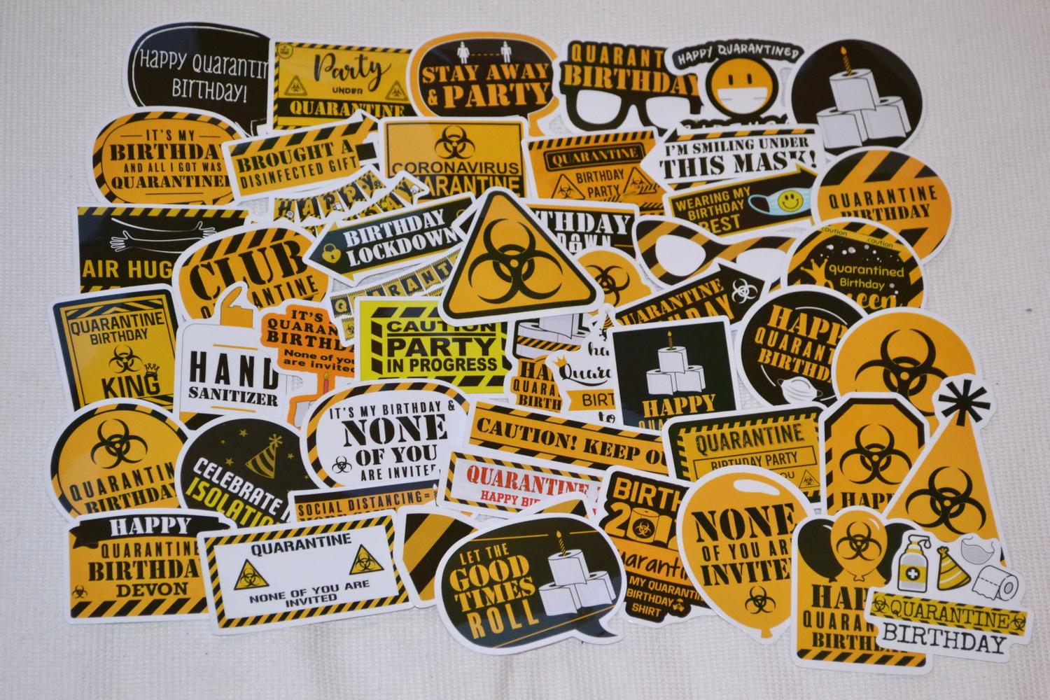 Karantän Varning 50st Klistermärken (Ca 7-4cm St) Ny