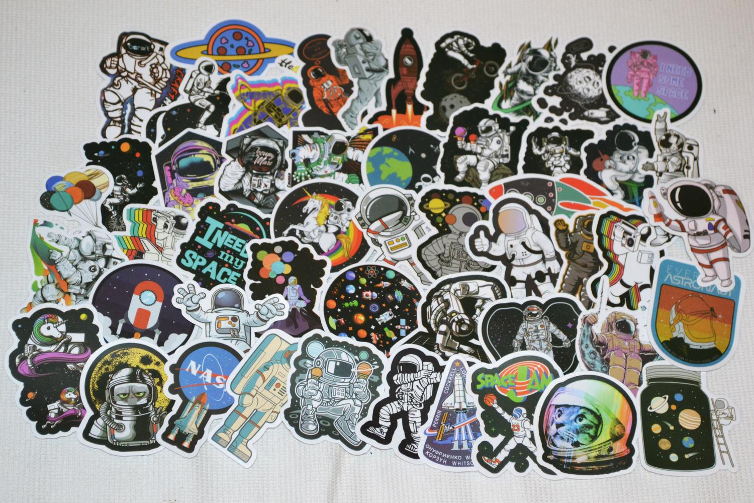 Astronauter Rymd NASA 50st Klistermärken (Ca 7-4cm St) Ny