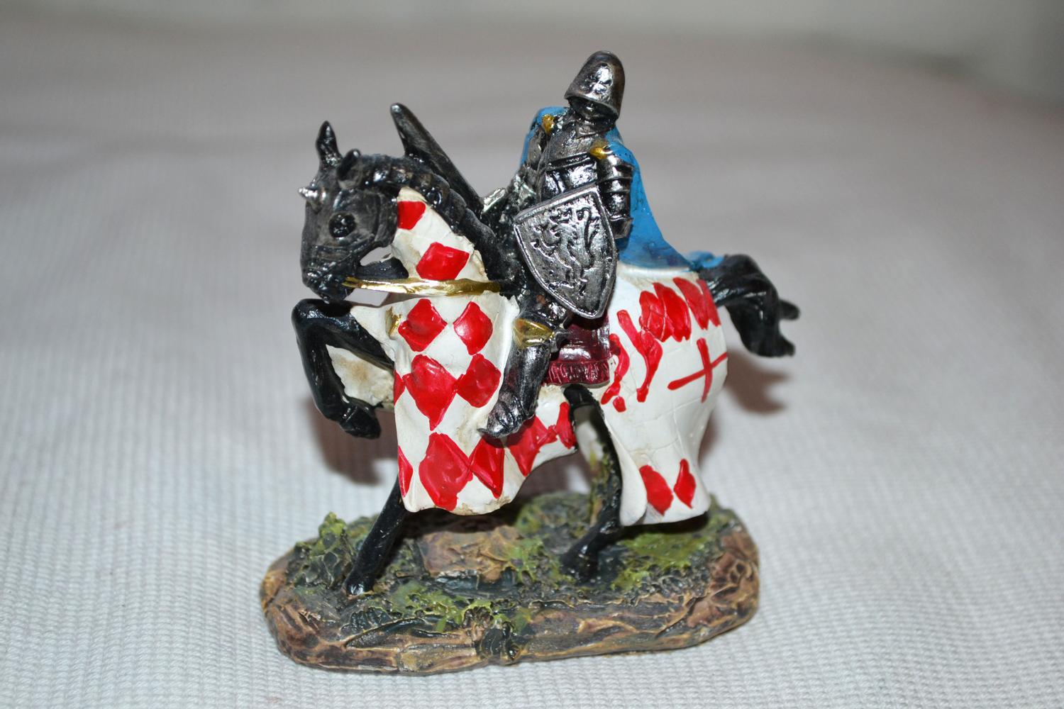 Templar Blå Kappa Riddare På Häst #C 12cm Puckator Ny