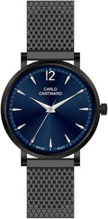 Carlo Cantinaro Blå/Svart Metall Armbandsur Klocka 42mm CC1003GM011 Ny