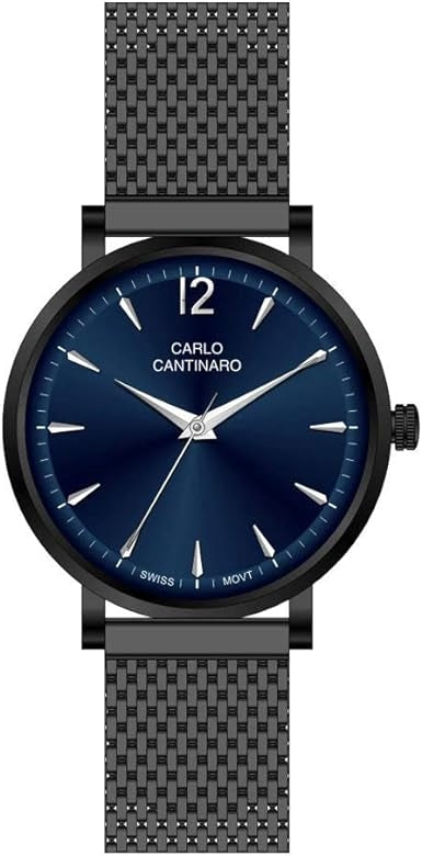 Carlo Cantinaro Blå/Svart Metall Armbandsur Klocka 42mm CC1003GM011 Ny