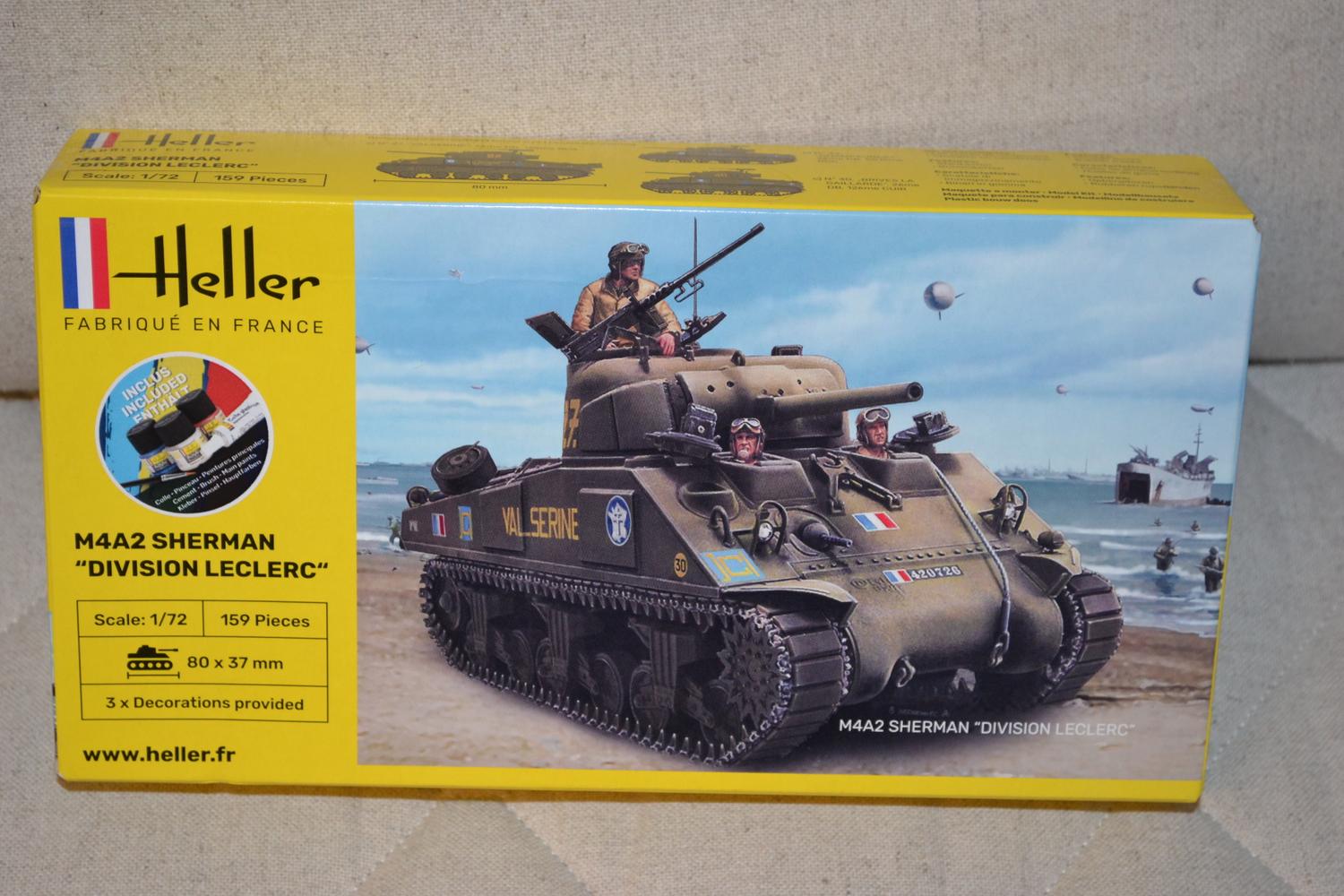 M4A2 Sherman USA Pansarvagn WW2 1:72 Heller 56894 m. Färg+Pensel Ny