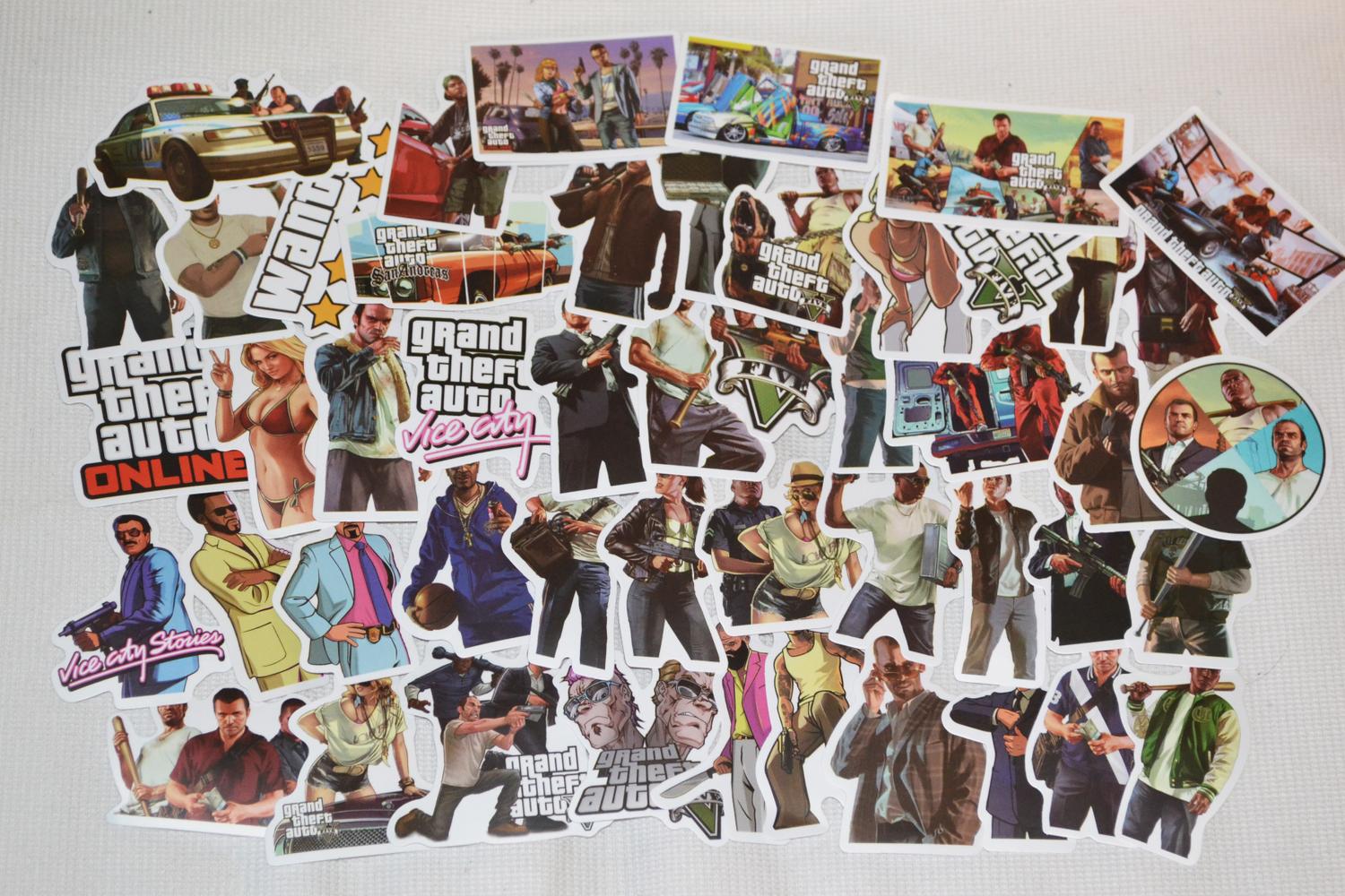 GTA V Grand Theft Auto karaktärer 50st Klistermärken (Ca 7-4cm St) Ny