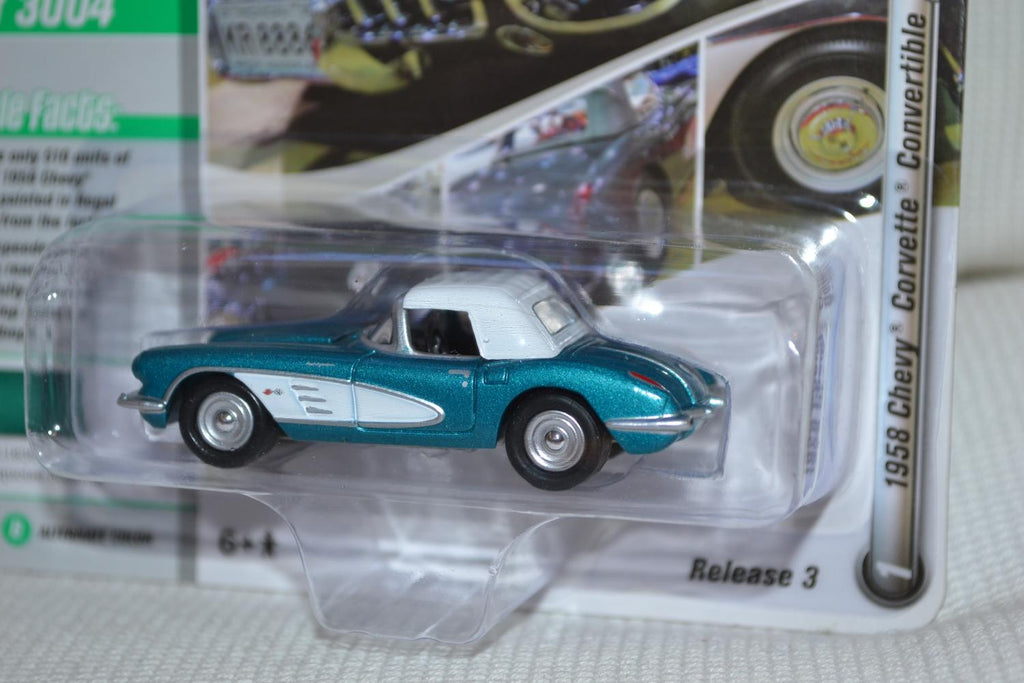 1958 Chevy Corvette Convertible Blå 1:64 Johnny Lightning (Muscle 21B-2) 8cm Ny