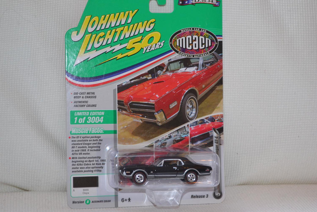 1968 Mercury Cougar GT-E Svart 1:64 Johnny Lightning (Muscle 21B-2) 8cm Ny