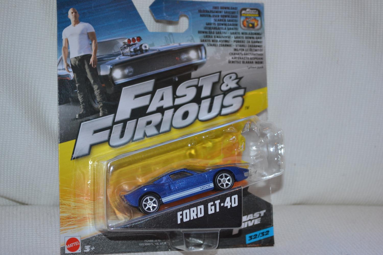 Ford GT-40 Blå Fast & Furious 1:55 Mattel 8cm Ny