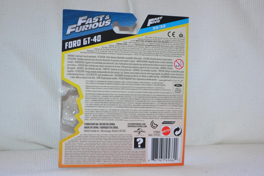 Ford GT-40 Blå Fast & Furious 1:55 Mattel 8cm Ny