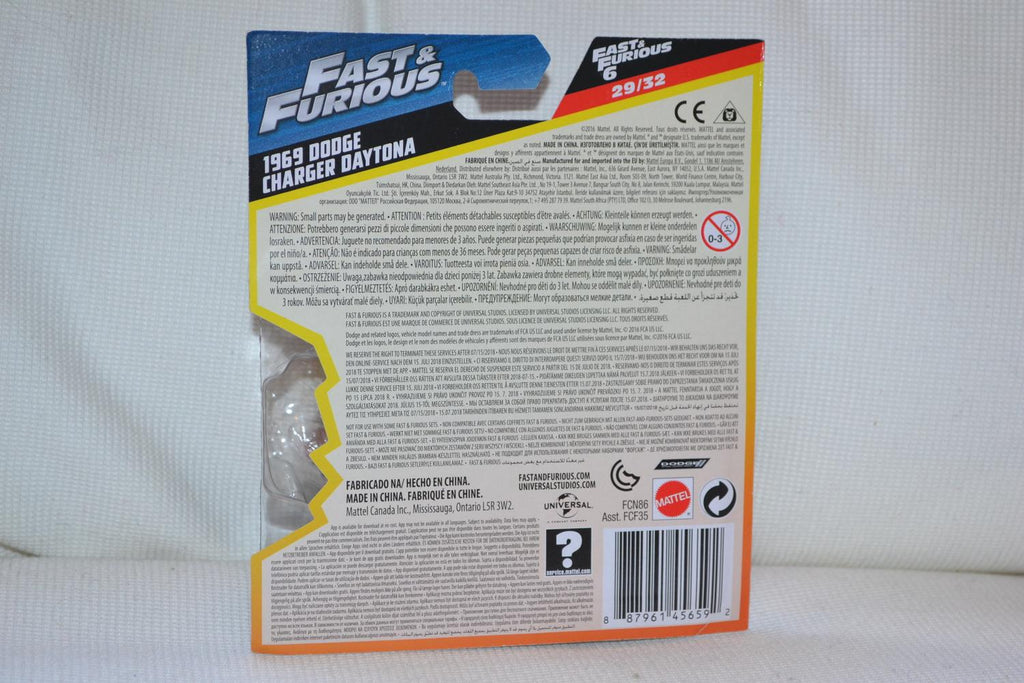 Dodge Charger Daytona 1969 Röd Fast & Furious 1:55 Mattel 9cm Ny