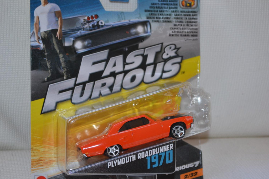 Plymouth Roadrunner 1970 Orange Fast & Furious 1:55 Mattel 8cm Ny