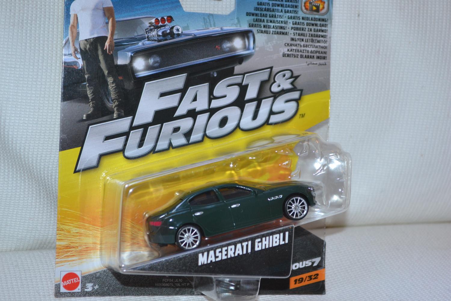 Maserati Ghibli Grön Fast & Furious 1:55 Mattel 8cm Ny
