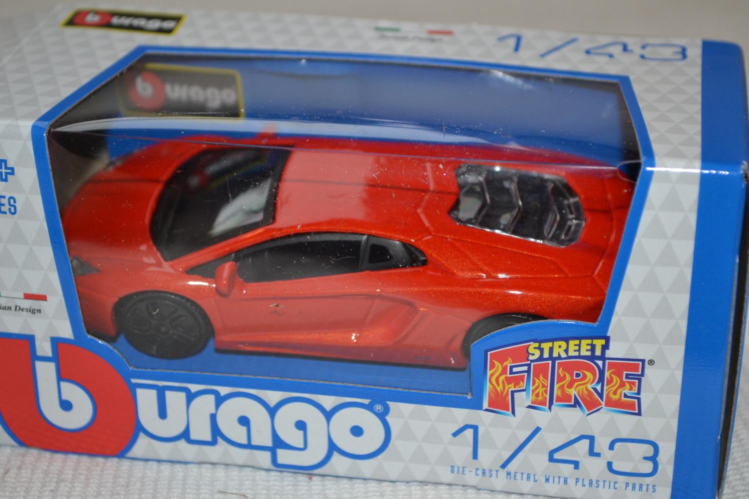 Lamborghini Aventador LP700-4 Orange 1:43 Burago (Street Fire) 10cm Ny