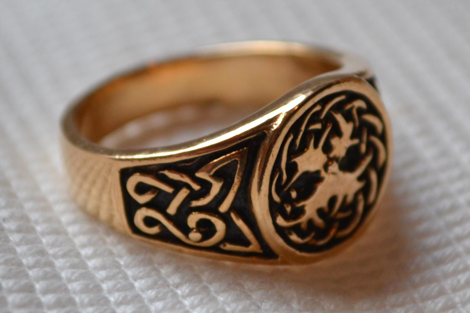 Celtiskt Mönster Viking Ring Brons (Strl 20) Ny