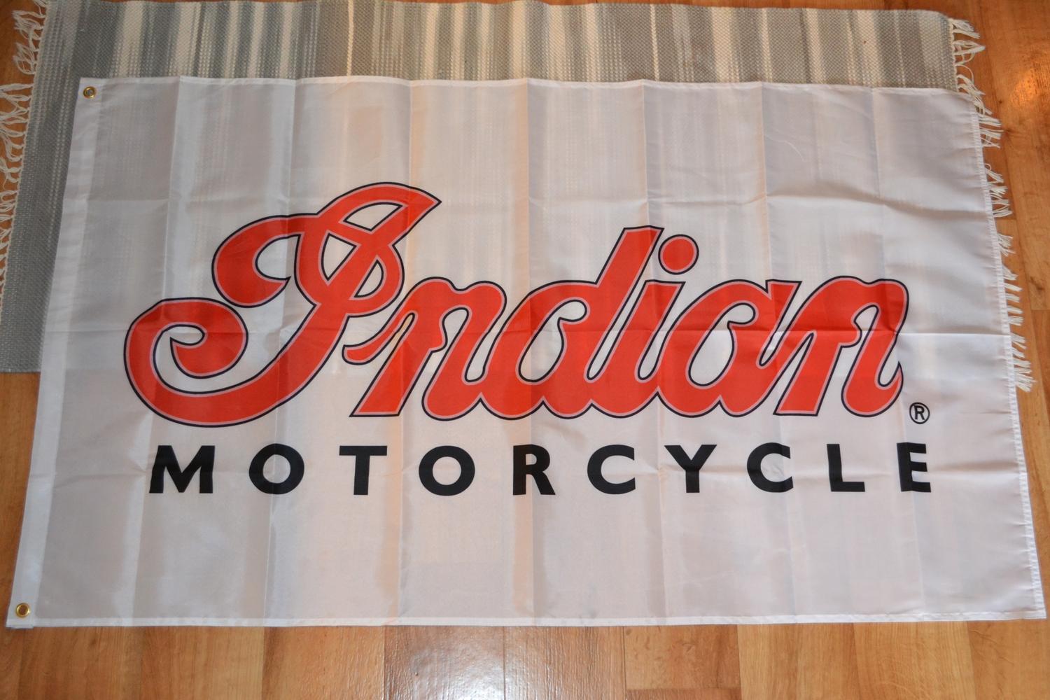 Indian Motorcycle Flagga 90*150cm (Motorcykel, Vit Röd) Ny