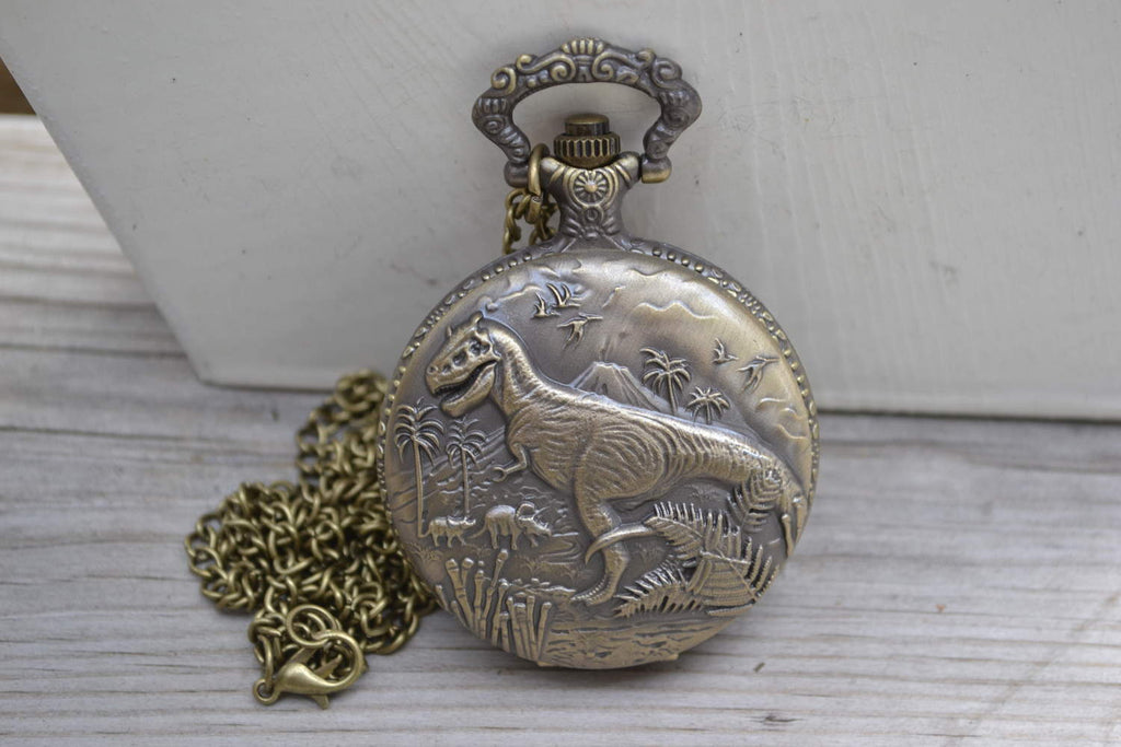 Dinosaurie Fickur Quartz klocka (Vintage Brons) Ny