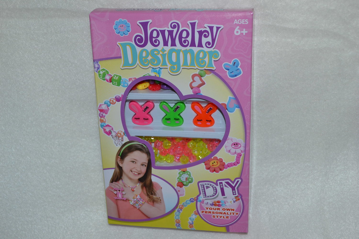 Rosa Smyckesset DIY (Pärlor, Band mm) Box 3/4 Ny