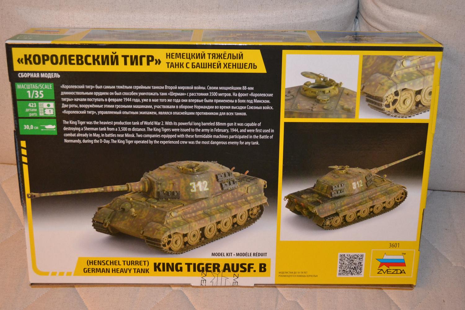 King Tiger Ausf. B Tysk Tung Pansarvagn 1:35 Zvezda Plastbyggsats 3601 Ny