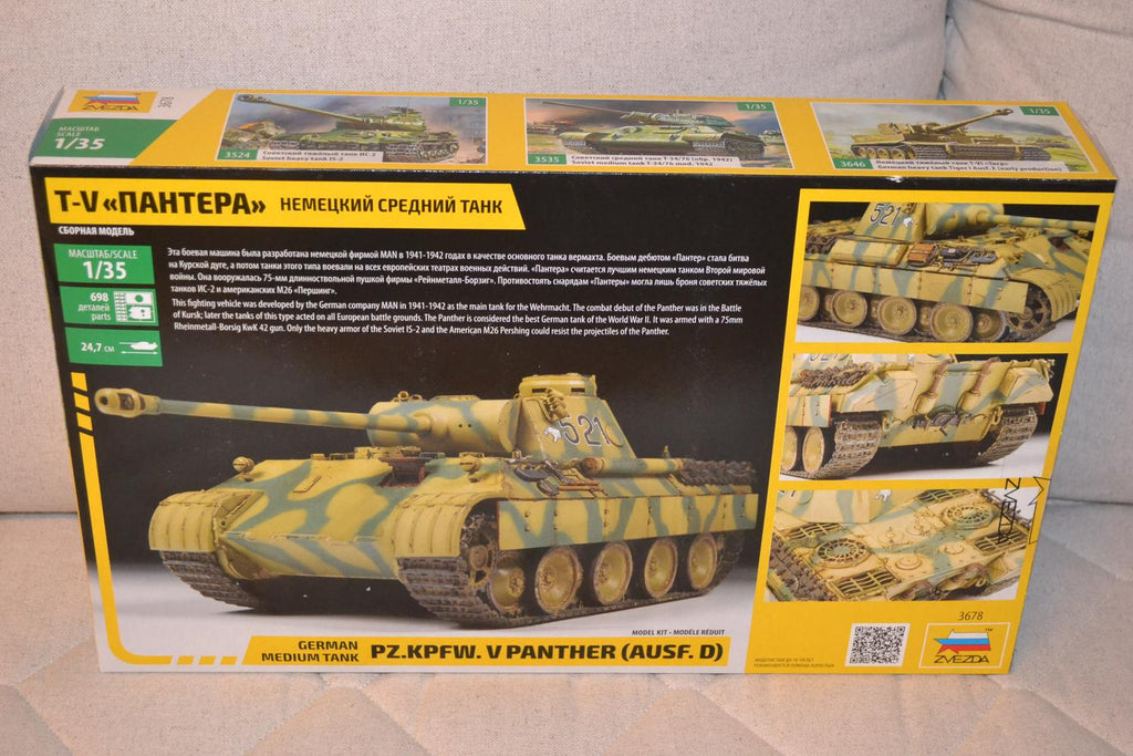 PZ.KPFW.V Panther AUSF.D Tysk Medium Pansarvagn 1:35 Zvezda Plastbyggsats Ny