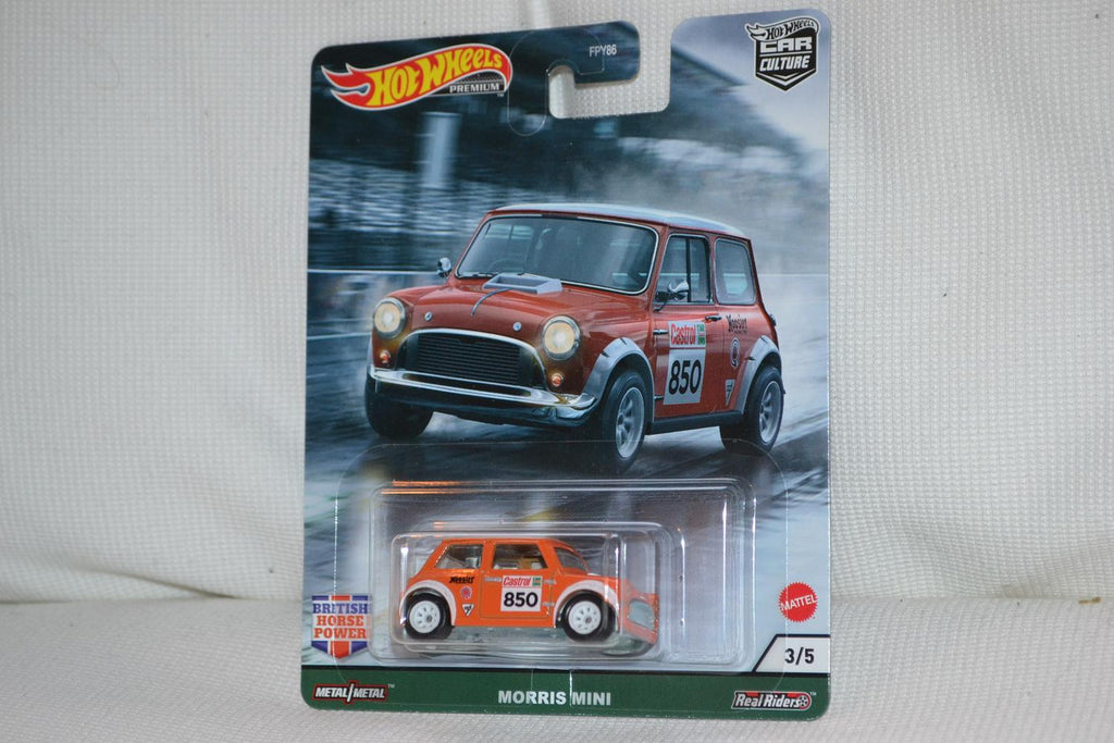 Morris Mini Racing Orange 1:64 Hot Wheels PREMIUM (British Auto Mix) 7cm Ny