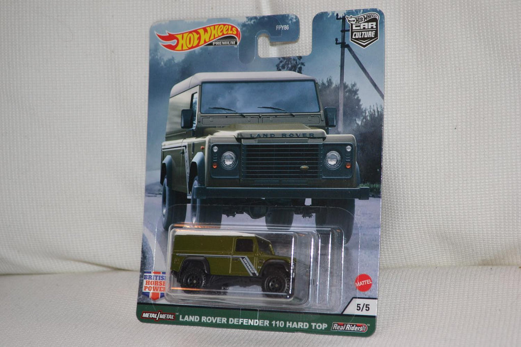 Land Rover Defender 110 Grön 1:64 Hot Wheels PREMIUM (British Auto Mix) 7cm Ny
