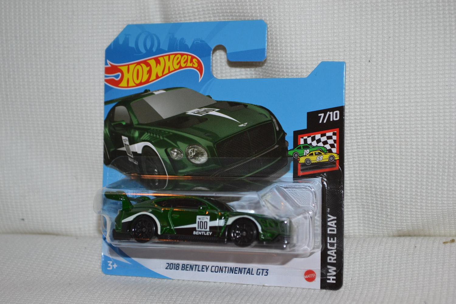 2018 Bentley Continental GT3 Grön 1:64 Hot Wheels 2021 7cm Ny