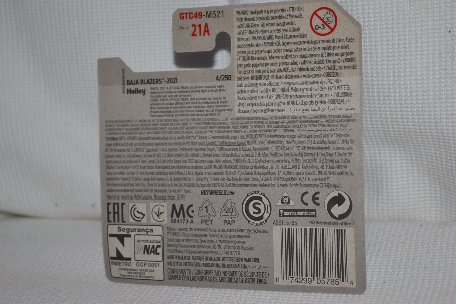 Toyota Off-Road Truck Röd 1:64 Hot Wheels 2021 7cm Ny