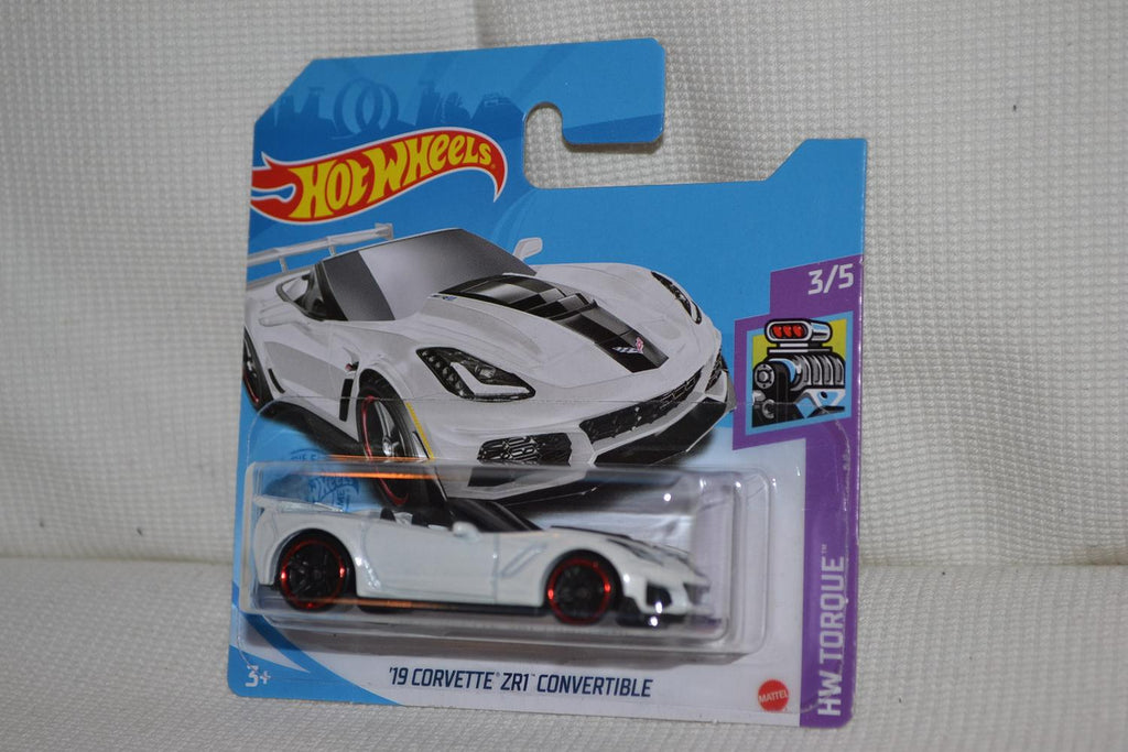 2019 Corvette ZR1 Convertible Vit 1:64 Hot Wheels 2021 7cm Ny