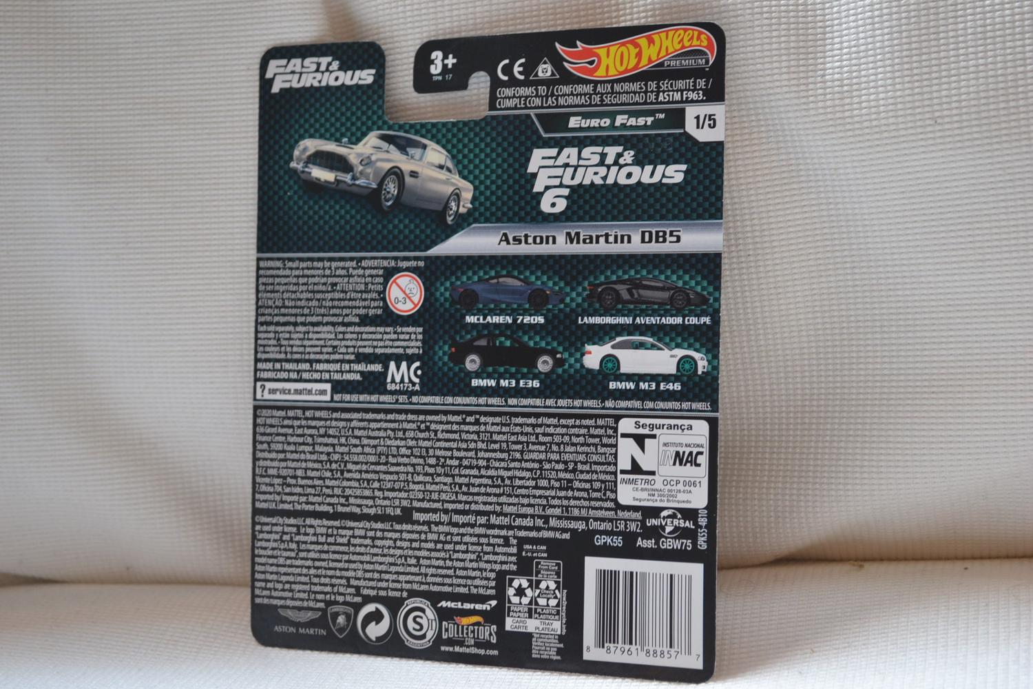 Aston Martin DB5 Fast & Furious 1:64 Hot Wheels PREMIUM (Euro Fast) 7cm Ny