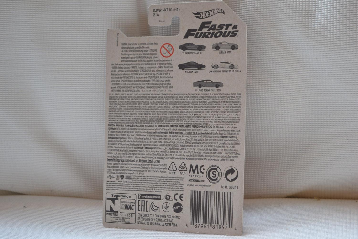 2015 Mercedes-Benz AMG GT Silver 1:64 Hot Wheels (Fast & Furious USA) 7cm Ny