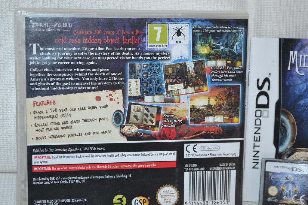 Midnight Mysteries: The Edgar Allan Poe NDS Nintendo DS Komplett Fint Skick