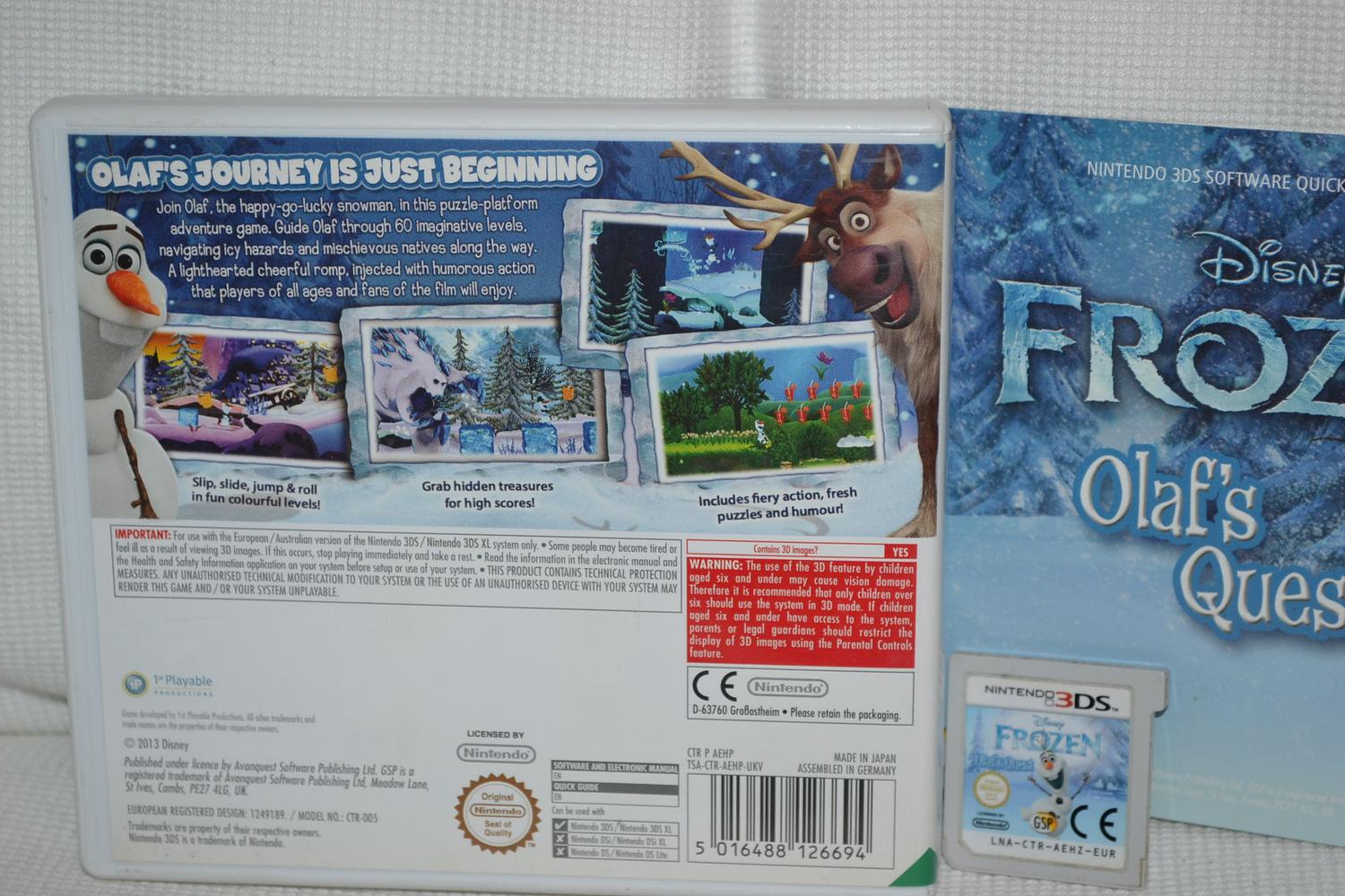 Disney Frozen Olafs Quest Frost 3DS Nintendo Komplett Fint Skick